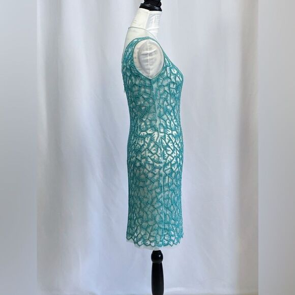 JOANNA MASTROIANNI Beaded Illusion-Neck Cocktail Dress size 2 - Picture 7 of 13